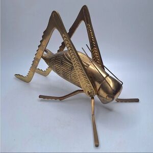 Vintage Jumbo Brass Cricket Grasshopper XL Unique Rare10"X6"